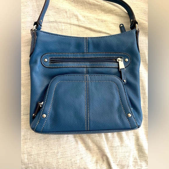Tignanello Leather NYPD Blue crossbody Purse bag - Picture 2 of 5